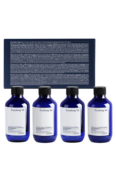 Pyunkang Yul Travel Kit: Shampoo, Conditioner, Body Wash, Lotion | Low pH, Fragrance-Free