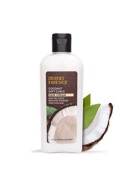 Desert Essence Coconut Soft Curls Hair Cream - Botanical, Silicone-Free with Coconut Oil & Black Oat - 6.4 oz
