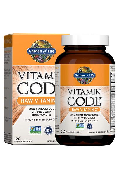 GARDEN OF LIFE Raw Vitamin Code Vitamin C, 120 Vegan Capsules, 500mg with Bioflavonoids, Probiotics, Gluten-Free