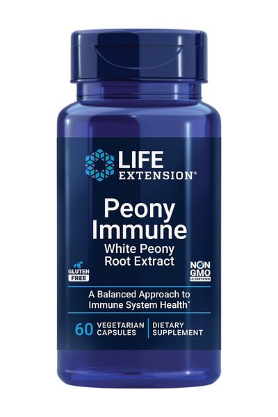 Life Extension White Peony Root Immune Support, Gluten-Free, Non-GMO, Vegetarian, 60 Capsules