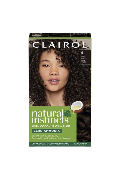 Clairol صبغة شعر شبه دائمة من Natural Instincts، 4 ألوان شعر بني غامق، عبوة م...