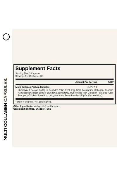 Codeage Multi Collagen Capsules, 5 Types, Grass-Fed Hydrolyzed Bovine, Ashwagandha, Amla - 90 Caps