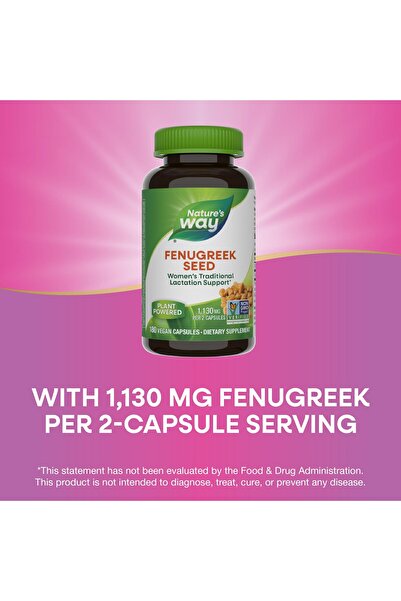 Nature's Way Fenugreek Seed, Lactation Support, Non-GMO, Vegan, 180 Capsules