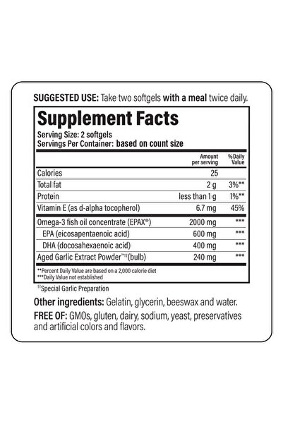 Kyolic Aged Garlic Extract 150, Cholesterol & Circulation, Omega-3, 90 Softgels (Packaging May Vary)