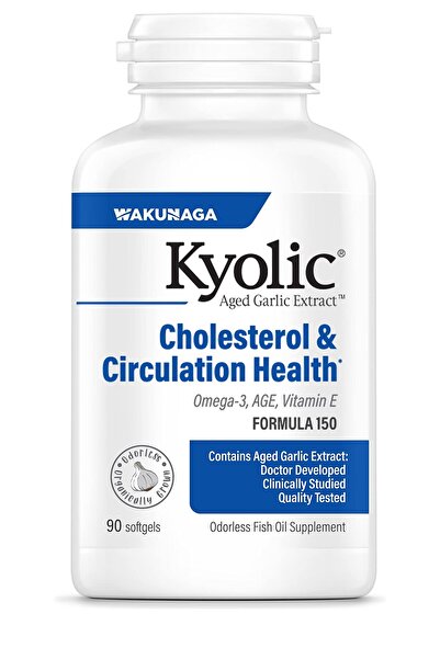 Kyolic Aged Garlic Extract 150, Cholesterol & Circulation, Omega-3, 90 Softgels (Packaging May Vary)