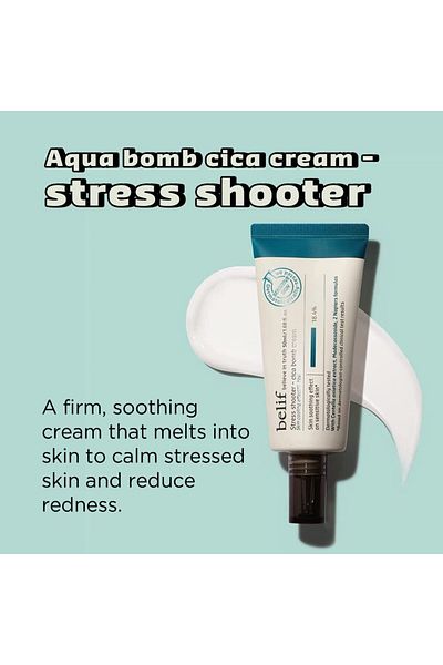 BELIF كريم Aqua Bomb Cica - كريم Centella للبشرة الحساسة، يهدئ ويرطب، العناية بالبشرة الكورية