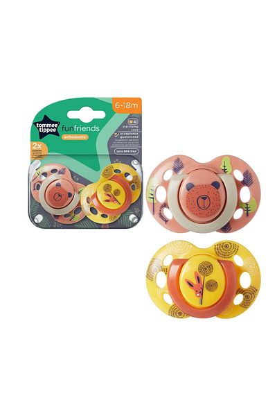 tommee tippee Yalancı Emzik Fun Style Tiger-hipopotam | 6-18 Ay, 2 Adet