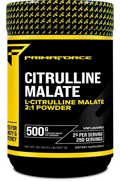 Primaforce L-Citrulline Malate Powder, Unflavored Pre-Workout, 500g - Energy, Recovery, Vegan