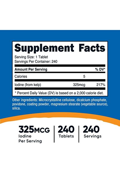 Nutricost Kelp Tablets, 325mcg of Iodine, 240 Tablets - Non-GMO, Gluten Free