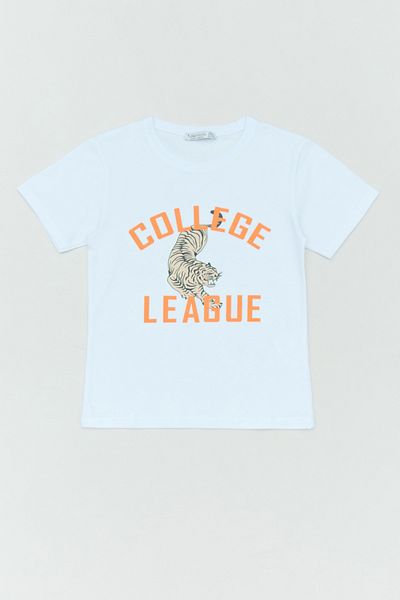 Fulla Moda Chlapecké tričko ze 100% bavlny College a Tiger s potiskem