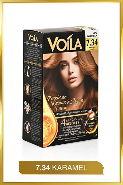 Voila Kadın Besleyici Keratin Kalıcı Karamel 7.34 Saç Boyası
