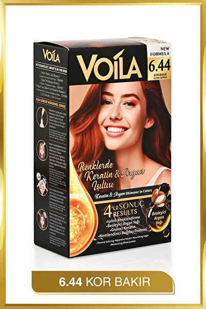 Voila Kadın Besleyici Keratin Kalıcı Kor Bakır 6.44 Saç Boyası