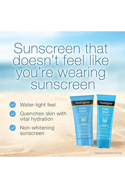 Neutrogena Hydro Boost Water Gel Sunscreen SPF 50, Hyaluronic Acid, Non-Comedogenic, 88 mL