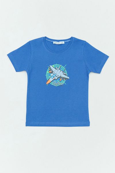 Fulla Moda Tricou pentru băiat, 100% bumbac, cu decolteu rotund, imprimat cu naveta spațială