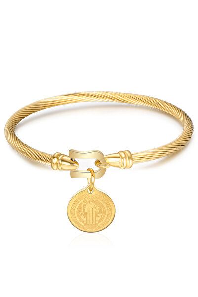 Choice أساور عصرية من الذهب الشفاف مع قلادة القديس بنديكت المصنوعة من أسلاك ا...