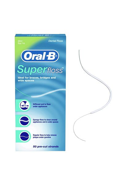 Oral-B Super Floss Pre-Cut Strands Dental Floss, Mint, 50 Count