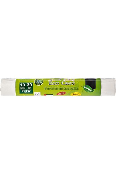 Eco Care White Garbage Bag Roll, Assorted Color, 54 X 60Cm, 10 Gallons, 30 Count