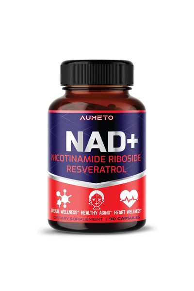 AUMETO مكمل NAD+ مع NR، ريسفيراترول، كيرسيتين - طاقة خلوية، إصلاح، حيوية (90 ...