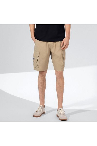 Giordano Men's Cotton Twill Cargo Shorts: Relaxed Fit, Elastic Waist Comfort