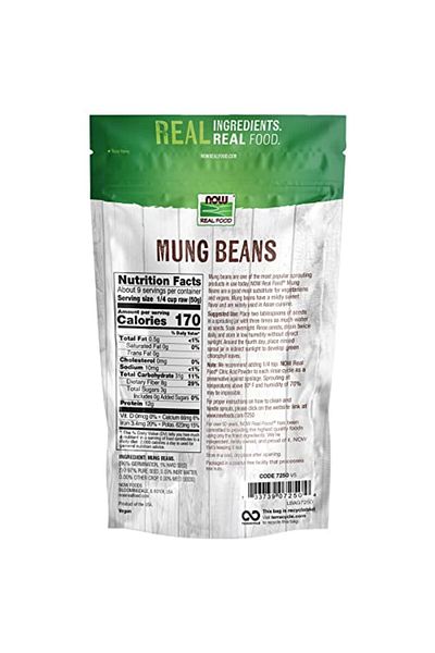 Now Foods Mung Beans for Cooking & Sprouting, High Protein & Fiber, Grown in USA, 1-Pound (Packaging May Vary)