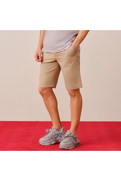 Giordano Men's Cotton Twill Bermuda Shorts: Slim Fit, Elastic Waist, Ultimate Comfort
