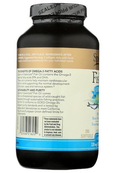 Spectrum Essentials Softgels, Fish Oil Omega-3, 1000 mg, 250 Count