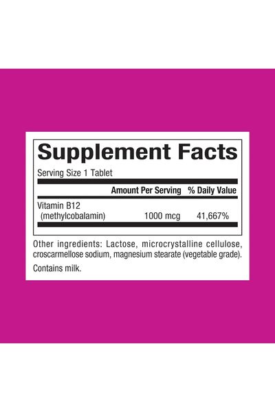 Natural Factors Vitamin B12 Methylcobalamin 1000 mcg, Chewable for Energy & Immune, Vegetarian, 90 Tablets