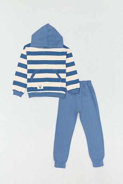 Fulla Moda 100% Cotton Striped Kangaroo Pocket Jogger Set of 2 Boys