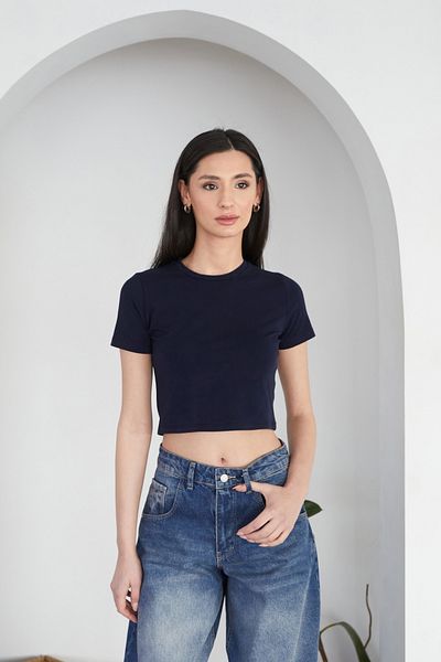 Fulla Moda Basic Crew Neck Crop T-Shirt