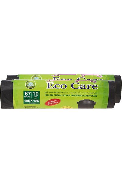 Eco Care Black Garbage Bag Roll, 10S, 67 Gallon - 105 X 125 2