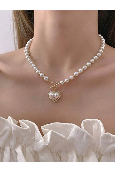 La Saade Y2k Coquette İncili Kalpli Kolye