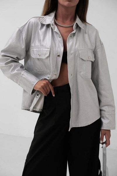 Kokosh moda Metallic Denim Jacket