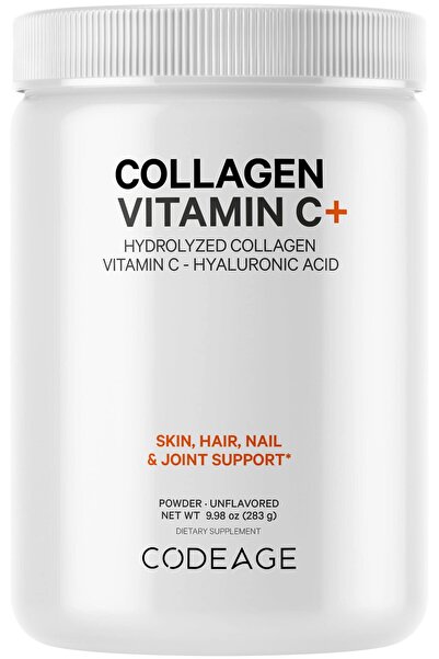 Codeage مسحوق ببتيدات الكولاجين + فيتامين سي - 20 جرامًا من الأبقار التي تتغذ...
