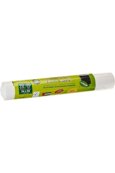 Eco Care White Garbage Bag Roll, Assorted Color, 54 X 60Cm, 10 Gallons, 30 Count
