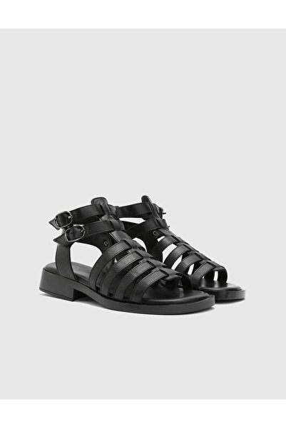 İLVİ Sladana Genuine Leather Women's Black Sandals