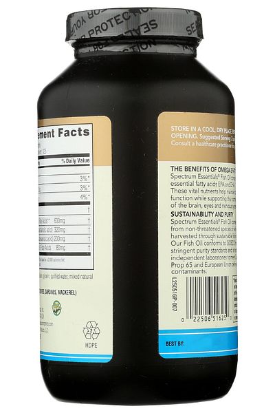 Spectrum Essentials Softgels, Fish Oil Omega-3, 1000 mg, 250 Count