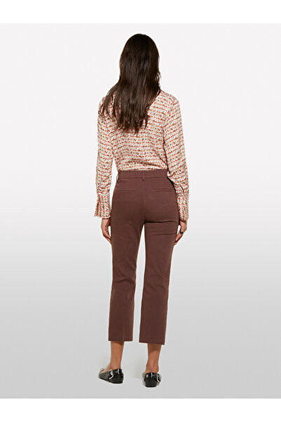Sisley Women's Dark Brown Stretch Cotton Back Pocket Trousers