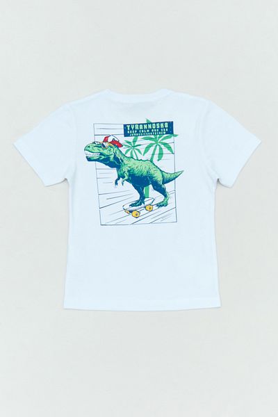 Fulla Moda Tricou pentru băiat, 100% bumbac, cu imprimeu din spate cu dinozaur
