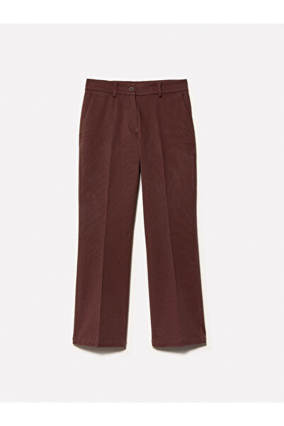 Sisley Women's Dark Brown Stretch Cotton Back Pocket Trousers