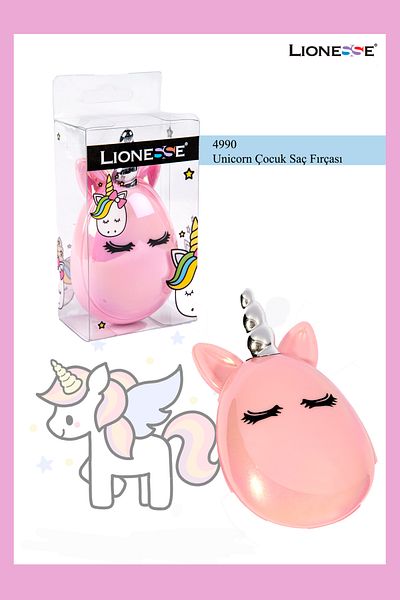 Lionesse Unicorn Patterned Children's Hair Brush - 4990