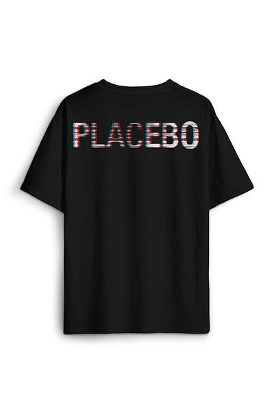 Kendim Seçtim Μαύρο μπλουζάκι Oversize Glitch Placebo Music Molko Rock Music Λευκό μπλουζάκι Unisex με στάμπα πίσω μπροστά