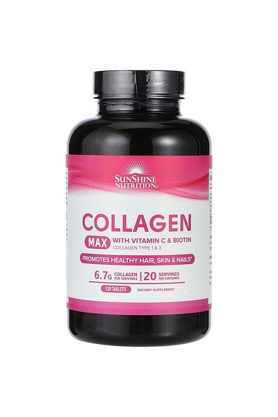Sunshine Nutrition Nutrition Men's Collagen With Vitamin C & Biotin, 120 Tablets