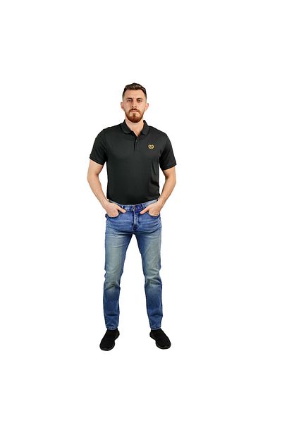 Giordano بنطلون جينز رجالي ضيق بخصر منخفض من قماش الدنيم المطاطي