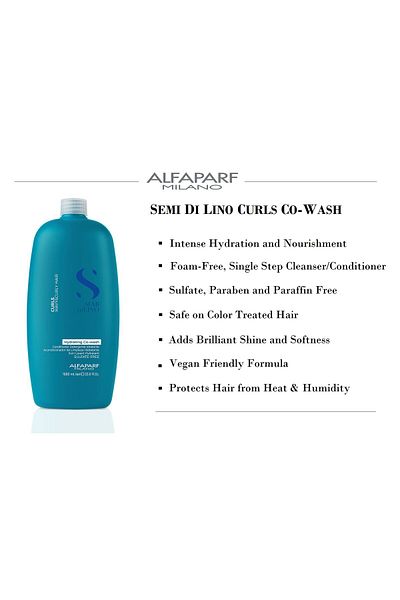 Alfaparf Milano Semi di Lino Co-Wash for Curly Hair - Shine, Frizz Control, Vegan (1000ml)