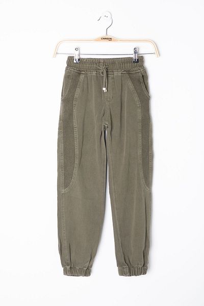 Cansın Mini Khaki Boys' Linen Trousers with Elastic Waist and Legs 20408