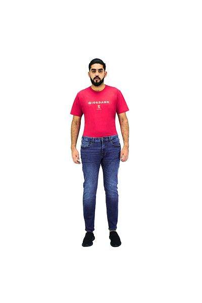 Giordano Men's Cotton Spandex Denim Low Rise Skinny Fit Tapered Jeans