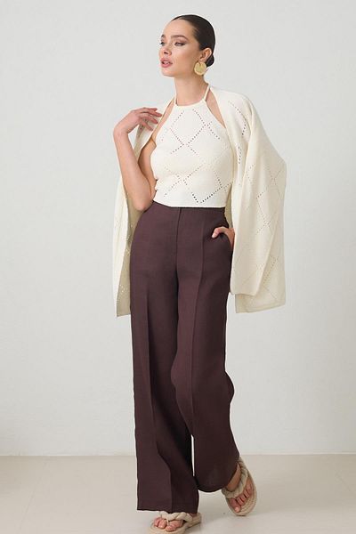 Setre Set de tricotaje cu bluză crem și cardigan