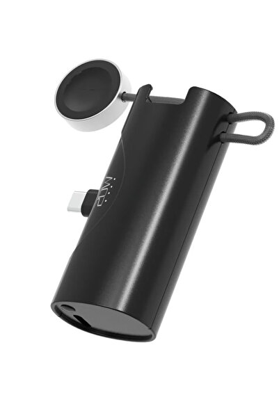 TEKNETSTORE Type-c 20w Hızlı Şarj Soketli Mini Powerbank 5000mah Dahili Saat Şarj Kablolu Taşınabilir Batarya