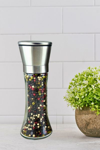 ANADOLU HASAT 480Gr 2-Piece Set with Flip Top Cover - Mixed Color Black Pepper Net and Mill