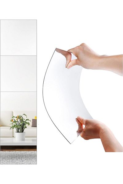 COOYA 4pcs Acrylic Soft Mirror Non-glass Shatterproof Full-length Mirror,20x20cm